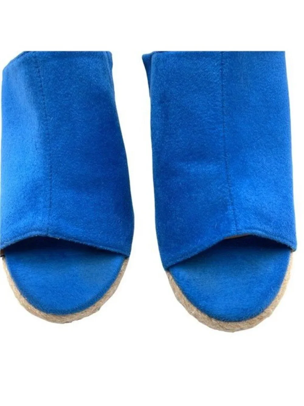 Stylish Wanted Microfiber Open Toe Slip on Wedge Sandal Espadrille Style Size 6